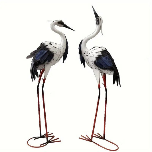 Crane Statues Iron Garden Decor (2pcs)-0