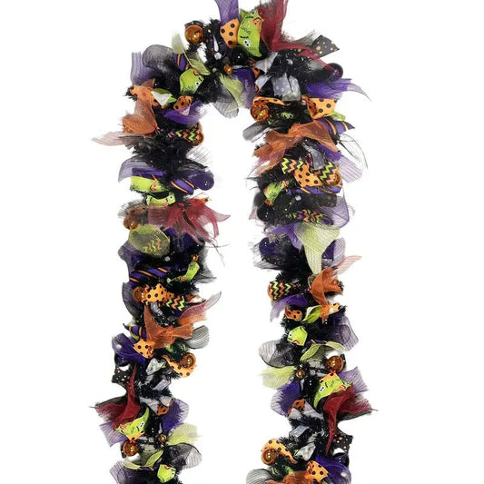 Halloween Wreath Decor with Ribbons & Figures-0