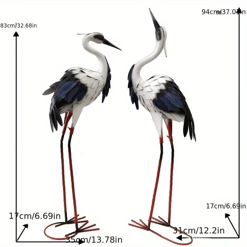 Crane Statues Iron Garden Decor (2pcs)-4