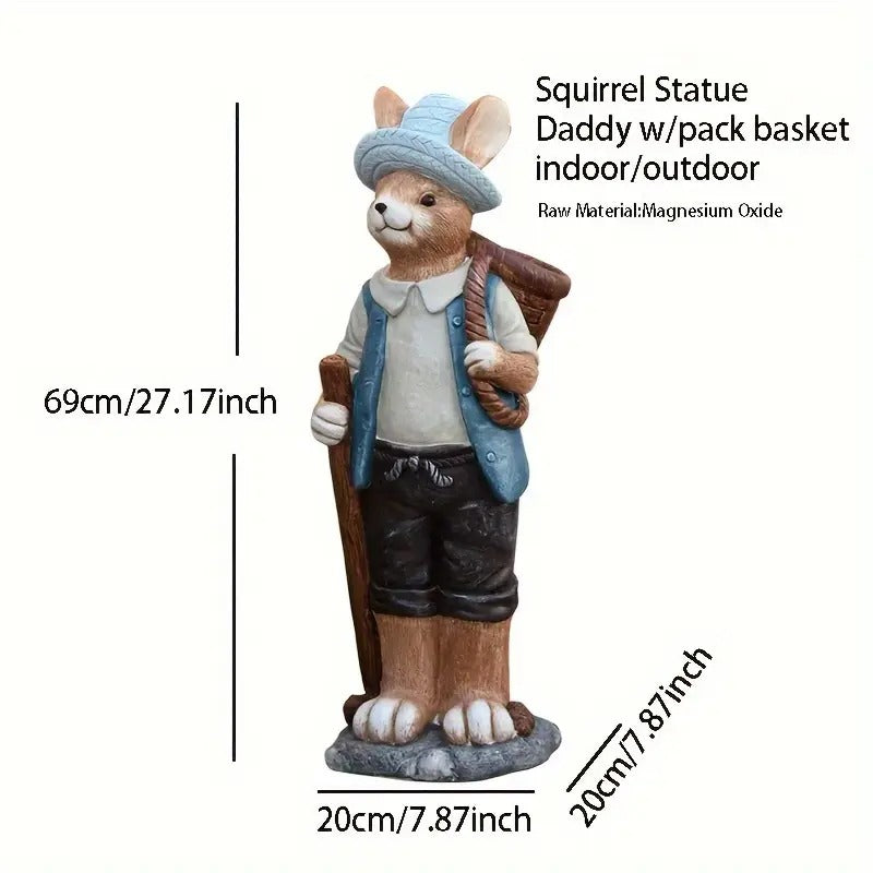 Squirrel Outdoor Garden Statue with Basket-1
