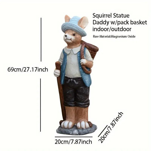 Squirrel Outdoor Garden Statue with Basket-1