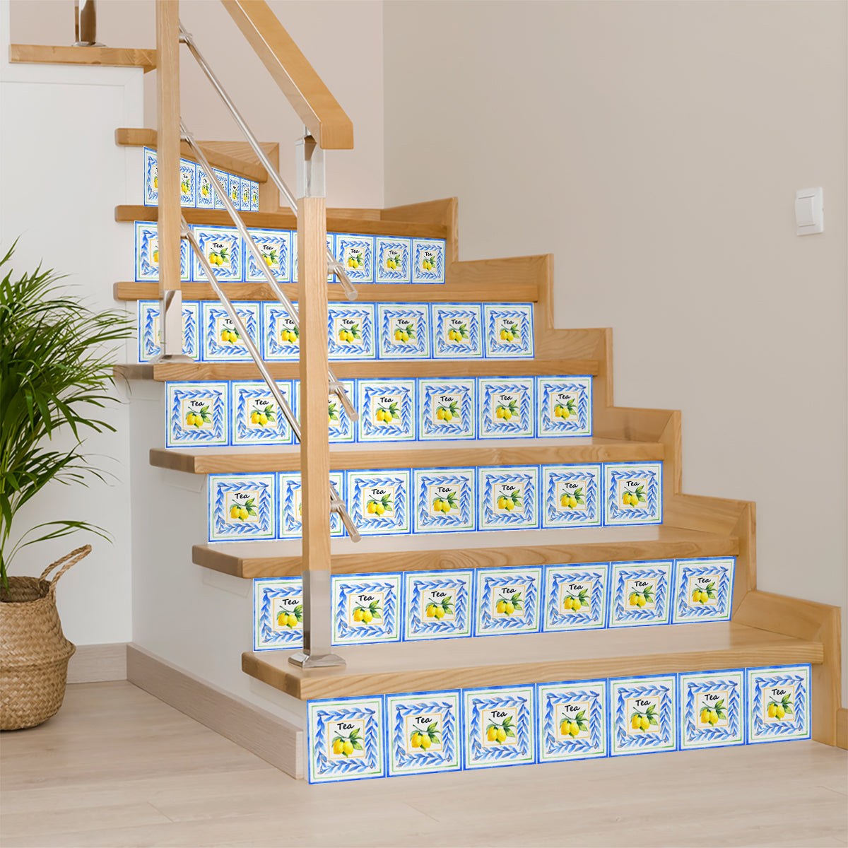 Blue backsplash lemon tea wall Tile Stickers for kitchen decoration Model - L15-4