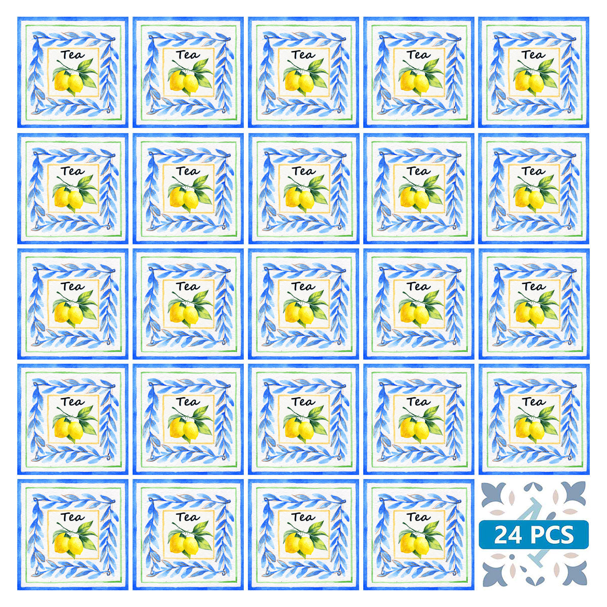 Blue backsplash lemon tea wall Tile Stickers for kitchen decoration Model - L15-1