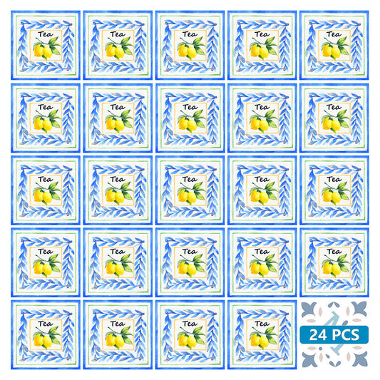 Blue backsplash lemon tea wall Tile Stickers for kitchen decoration Model - L15-1