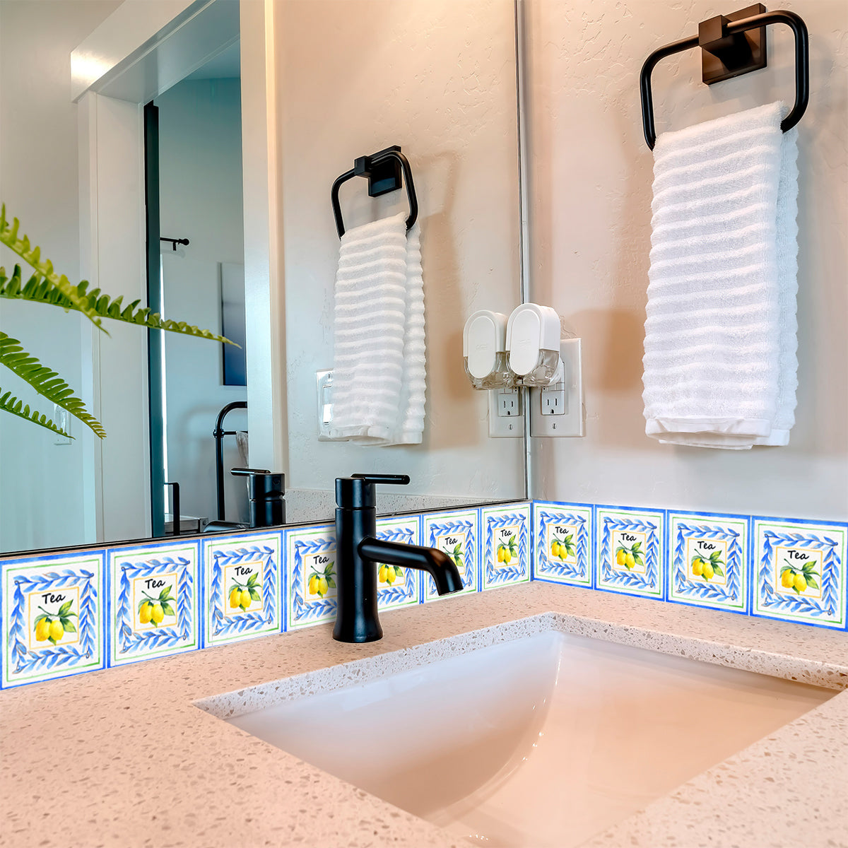 Blue backsplash lemon tea wall Tile Stickers for kitchen decoration Model - L15-3