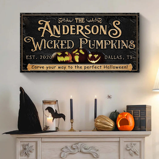 Personalized Wicked Pumpkins Halloween Sign-0