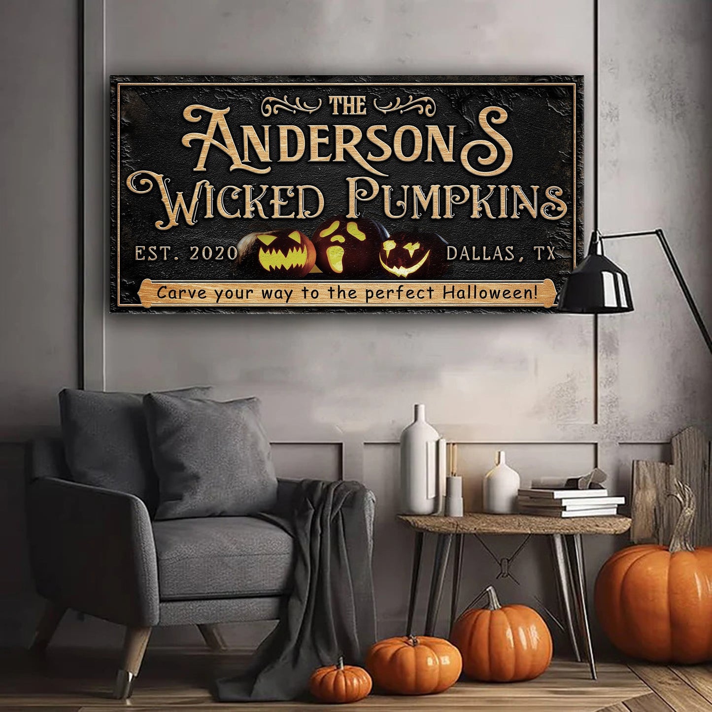 Personalized Wicked Pumpkins Halloween Sign-2