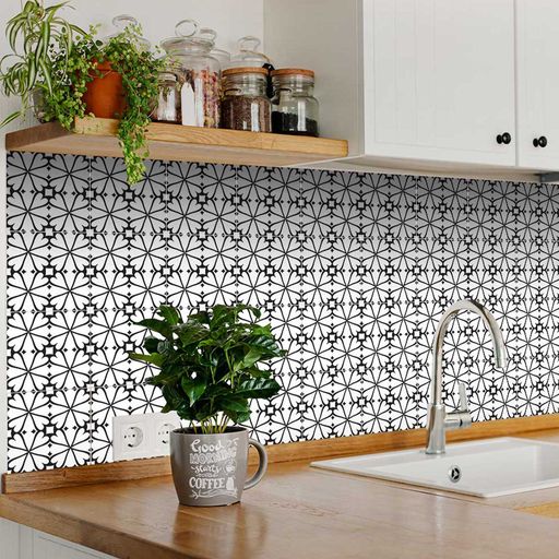 Easy to install peel and stick Black and White floor suitable tile stickers Model - BKW7-1