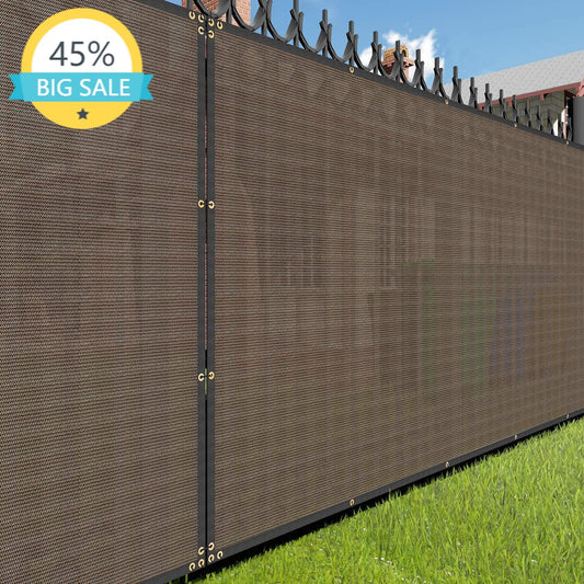 Brown Fence Privacy Screen, Commercial Outdoor Backyard Shade Windscreen Mesh Fabric 90% Blockage 150GSM-1