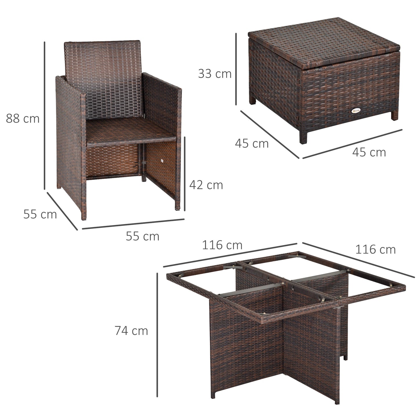 9 Piece Rattan Garden Furniture Set 8-Seater Outdoor Dining Brown-2