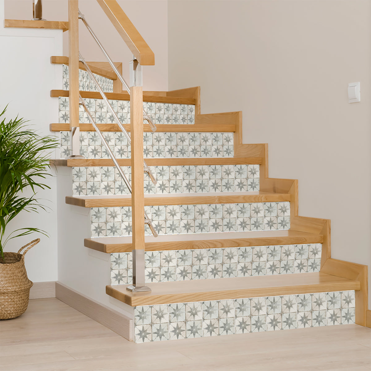Gray faded star shaped Tiles for vintage home decoration easy to install Model - R7-4
