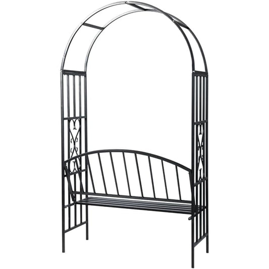 Pergola pro růže s lavičkou, černá-1