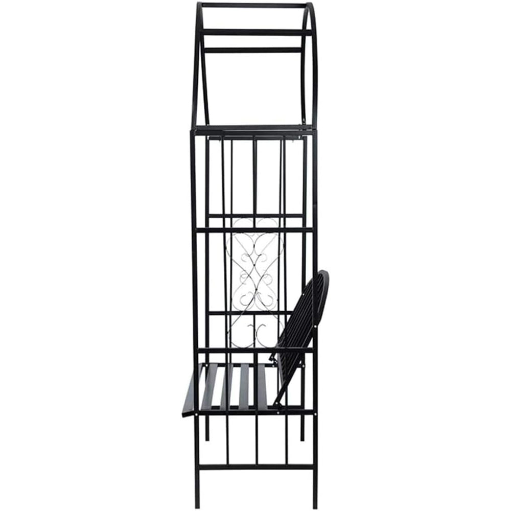 Pergola pro růže s lavičkou, černá-2
