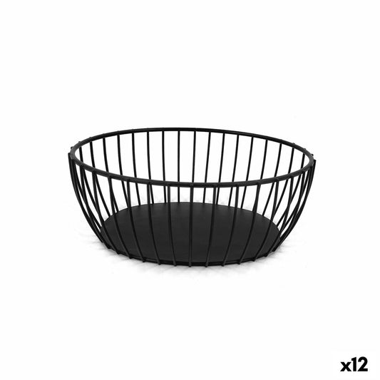 Breadbasket My Bar Black Metal Oval 20 x 15 x 8 cm (12 Units)-0