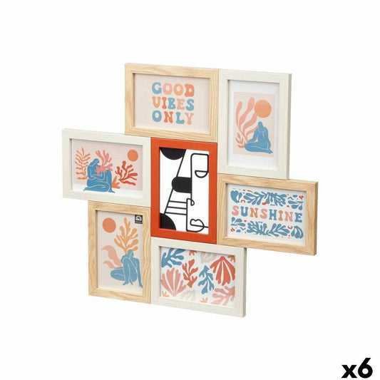 Photo frame 411408H Multicolour Metal MDF Wood (6 Units)-0