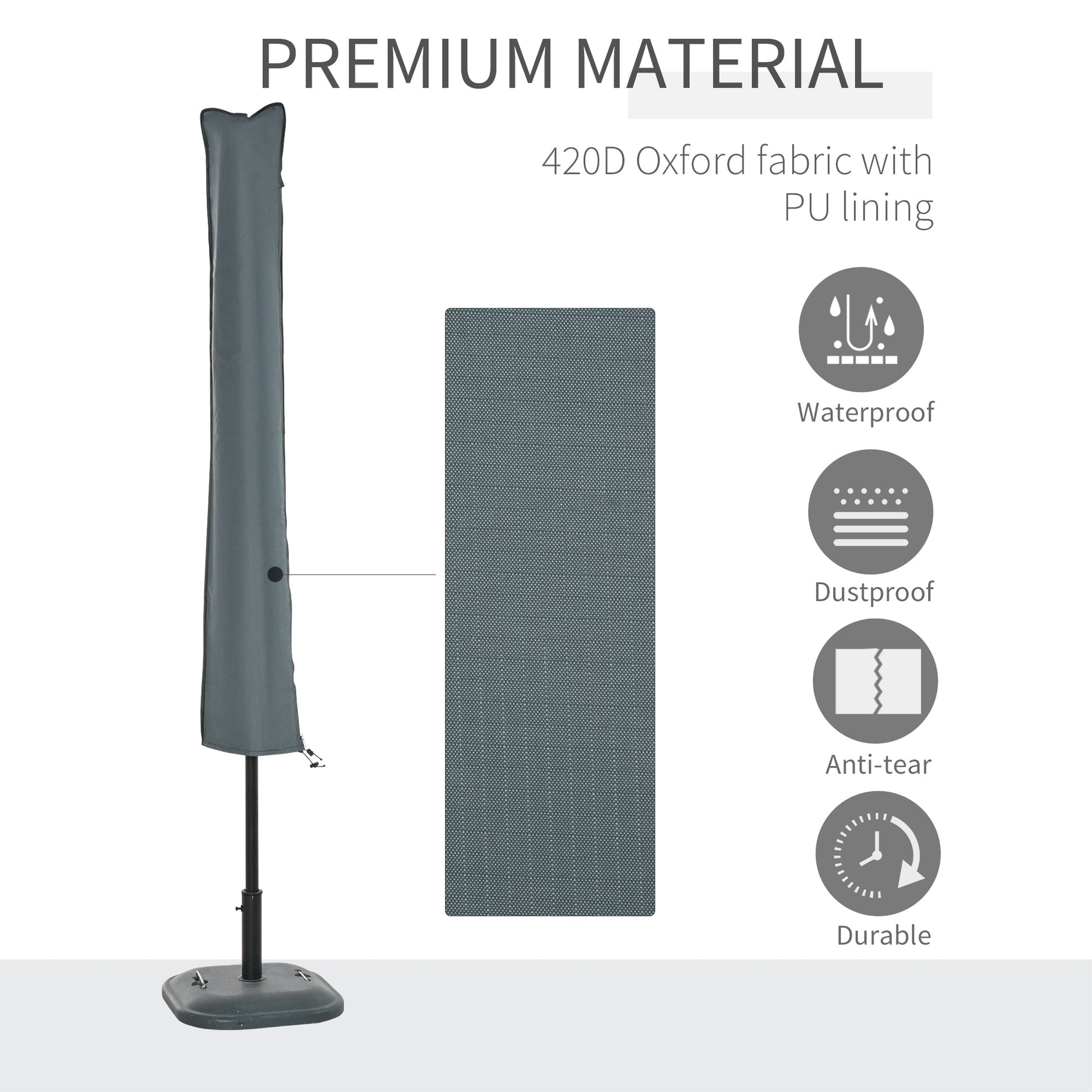 Waterproof Garden Offset Umbrella Cover with Zipper - Grey-3