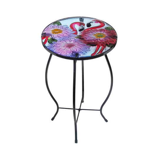 Flamingo Round Glass Top Outdoor Patio Side Table-0