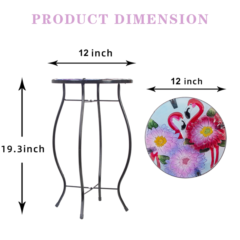 Flamingo Round Glass Top Outdoor Patio Side Table-3