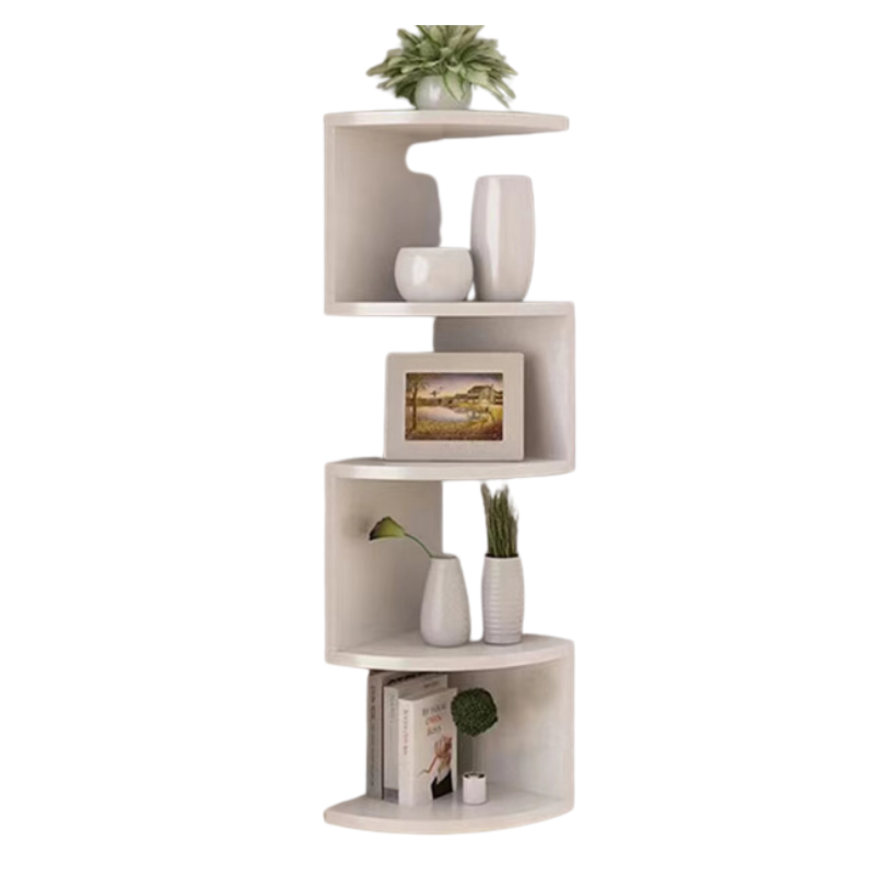 5-Layer PVC Corner Wall Shelf Bookshelf Organizer-0