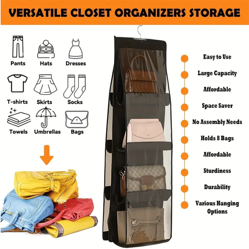 Hanging Handbag Organizer with 8 Pockets-2