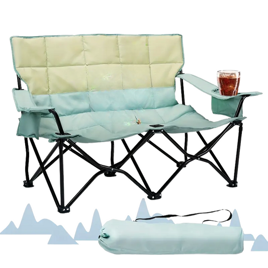Double Camping Chair 2 Person Outdoor Folding Seat-0