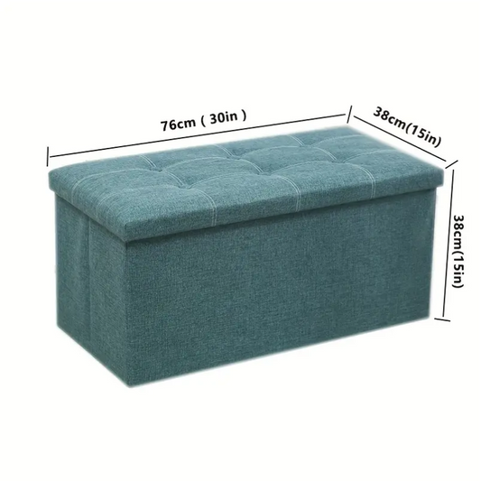 Linen Foldable Storage Stool Chair Box-1