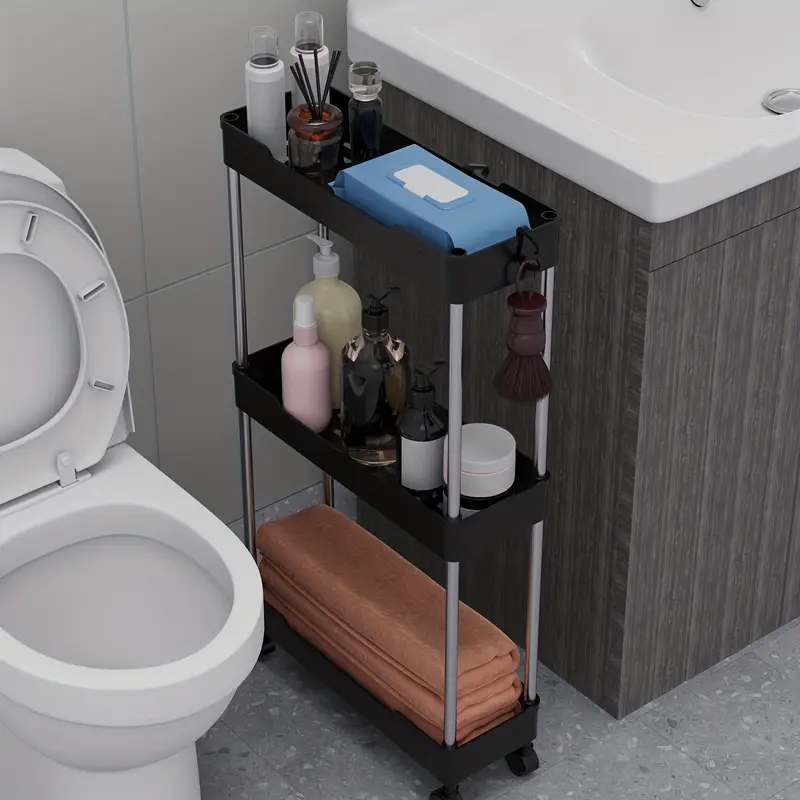 Bathroom Storage Cart with 4-Tier Rolling Organizer-2