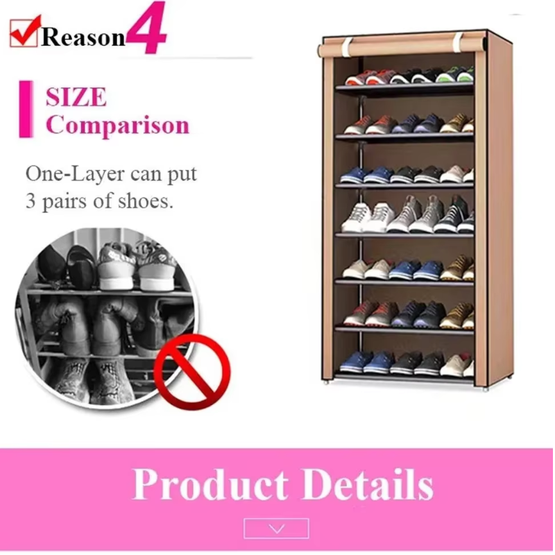 7-Layer Shoe Rack Organizer Nonwoven Fabric Stand-2