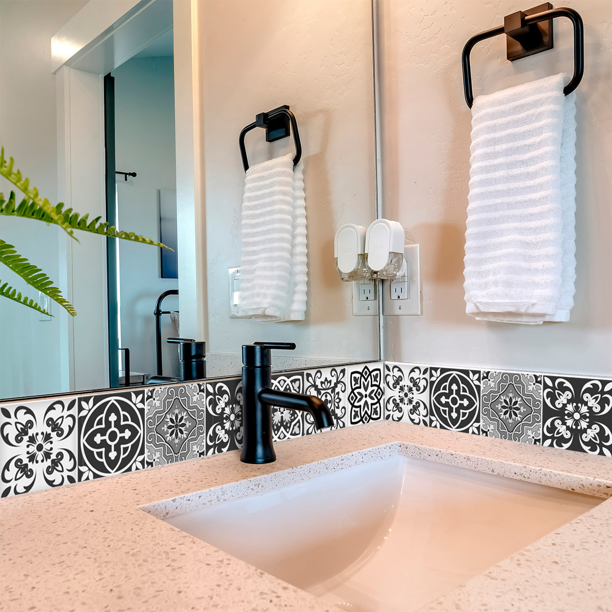 Black and White multiple patterns Tile Stickers for home renovation Model - SB15-3