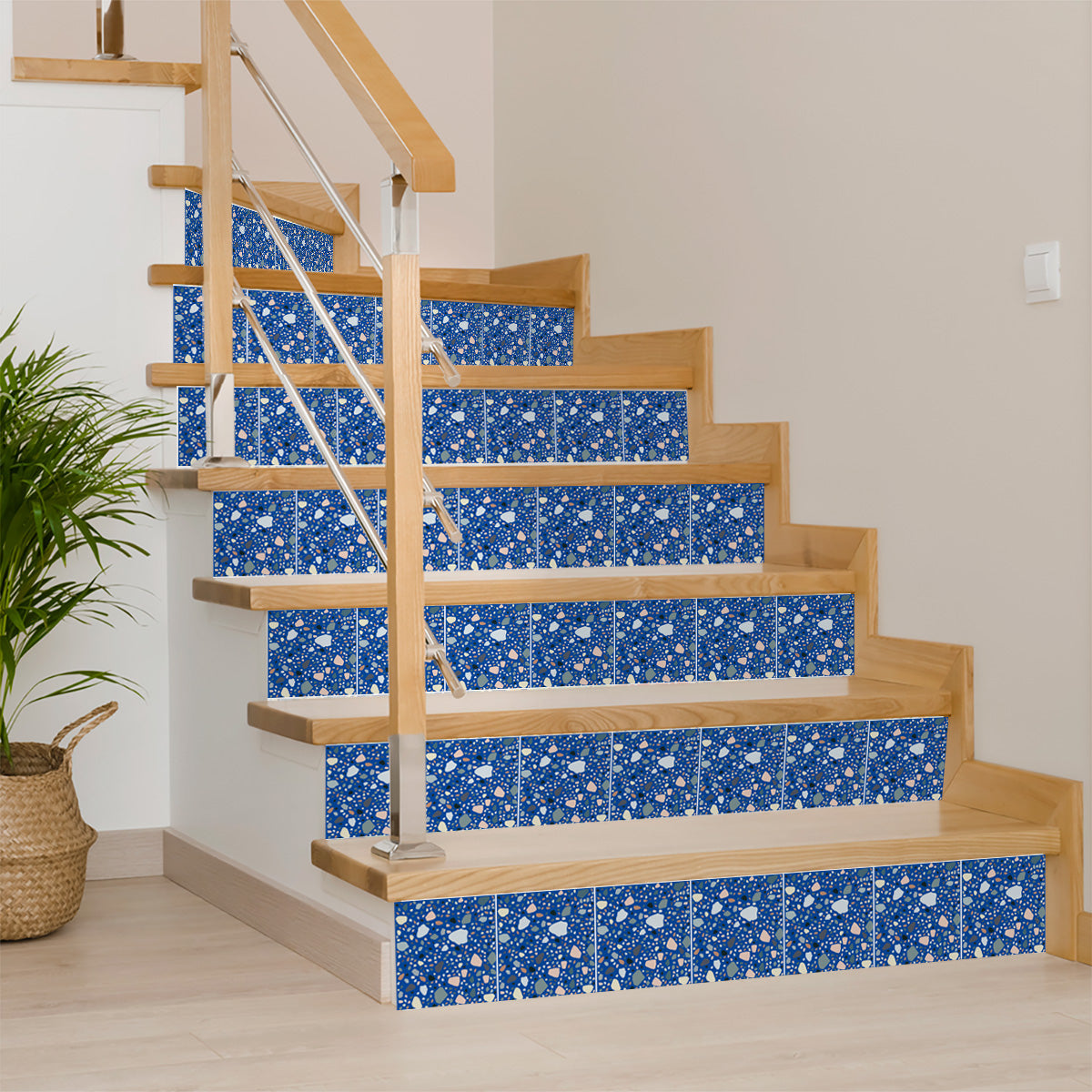 Blue Easy-to-Install Peel and stick kitchen tile stickers Terrazzo design Model - T5-4