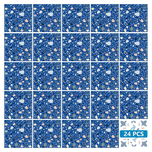Blue Easy-to-Install Peel and stick kitchen tile stickers Terrazzo design Model - T5-1