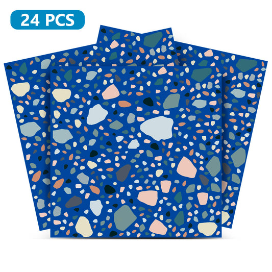 Blue Easy-to-Install Peel and stick kitchen tile stickers Terrazzo design Model - T5-0