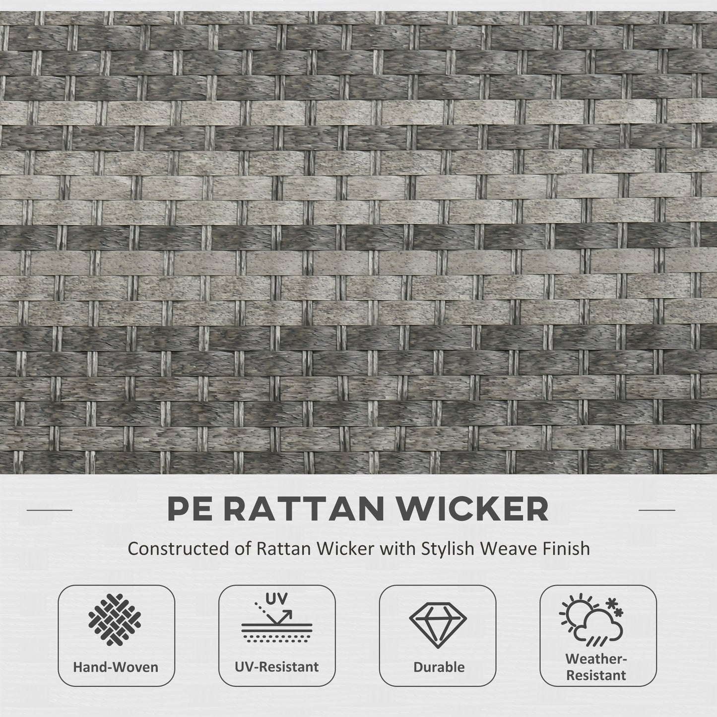 9 Piece PE Rattan Garden Furniture Set with 50,000 BTU Gas Fire Pit Table - Grey-3