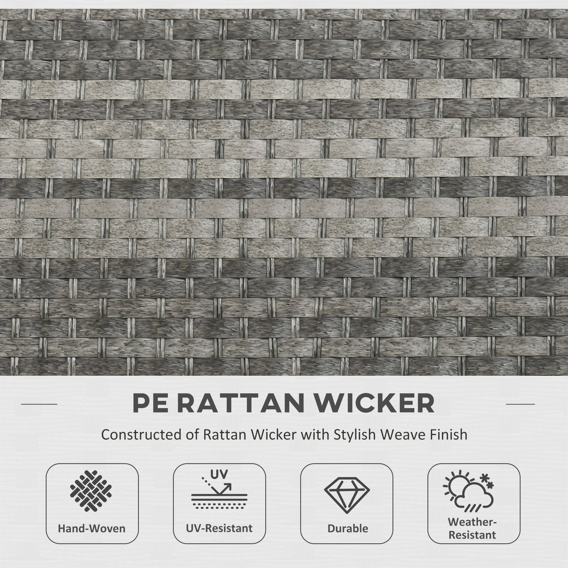 9 Piece PE Rattan Garden Furniture Set with 50,000 BTU Gas Fire Pit Table - Grey-3