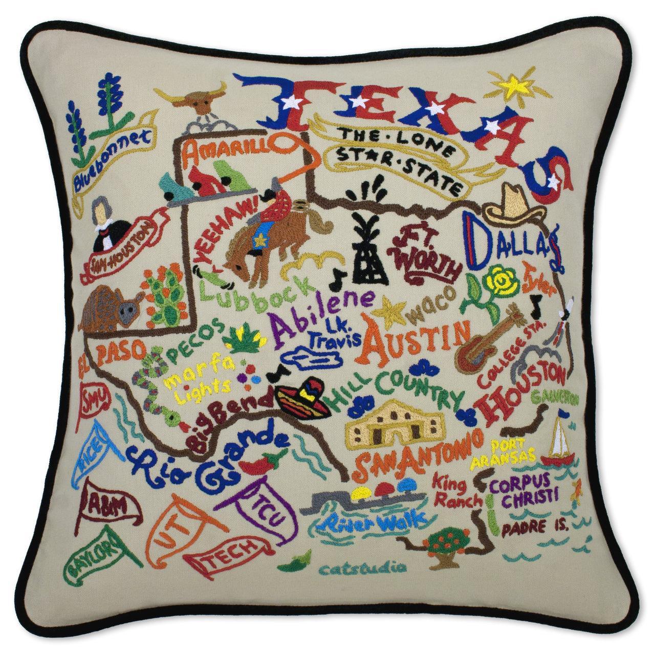 Texas Hand-Embroidered Pillow-0