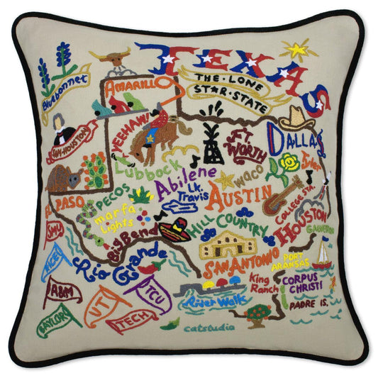 Texas Hand-Embroidered Pillow-0