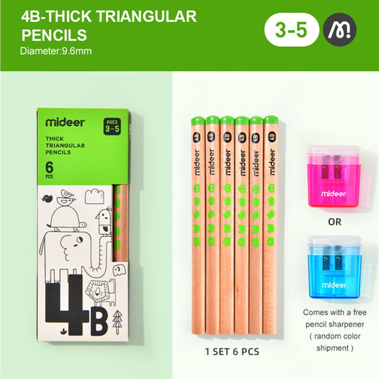 Thick Triangular Pencils - 4B 6pcs-1