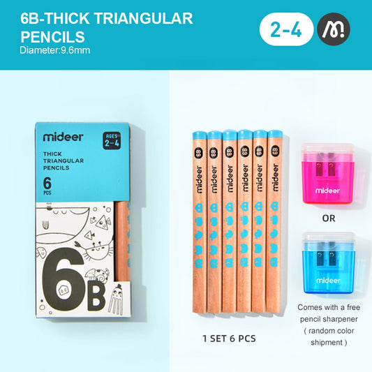 Thick Triangular Pencils - 6B 6pcs-1