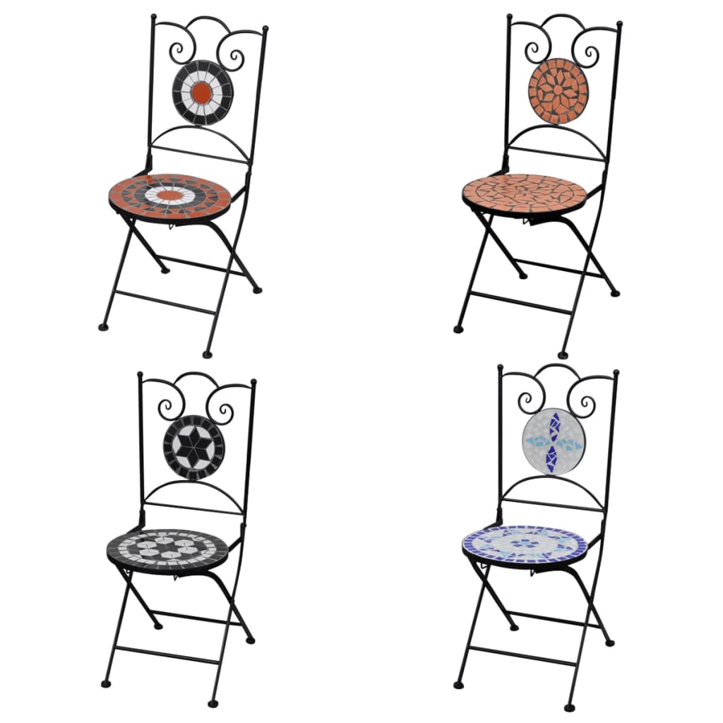 vidaXL Folding Bistro Chairs 2 Pcs Outdoor Garden Chair Furniture Ceramic-5