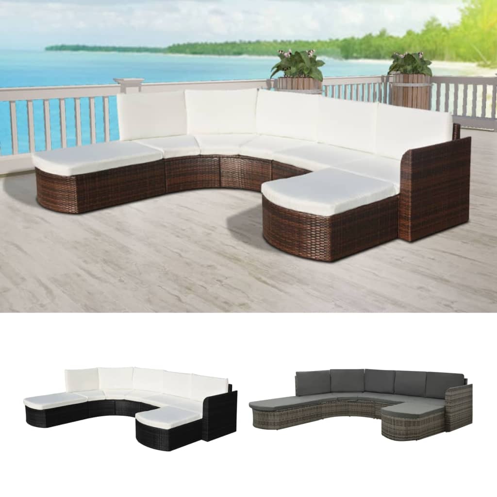vidaXL Patio Furniture Set 4 Piece Sectional Couch Outdoor Sofa Poly Rattan-5