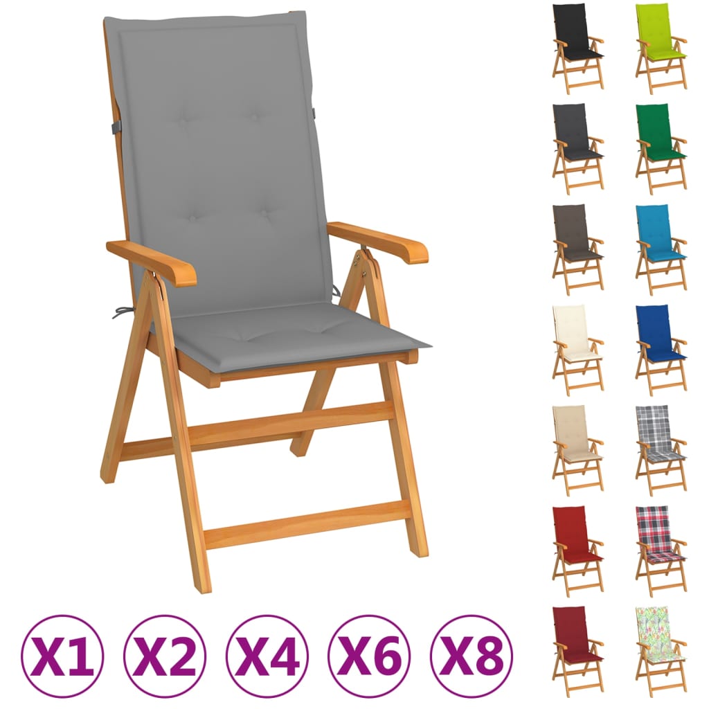 vidaXL Patio Chair with Cushions Outdoor Garden Furniture Solid Wood Teak-5