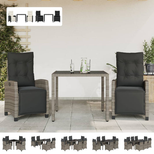 vidaXL Patio Dining Set with Cushions Outdoor Garden Furniture Poly Rattan-0