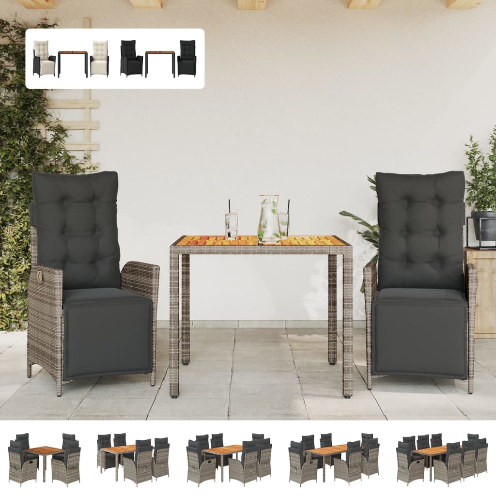 vidaXL Patio Dining Set with Cushions Outdoor Garden Furniture Poly Rattan-0