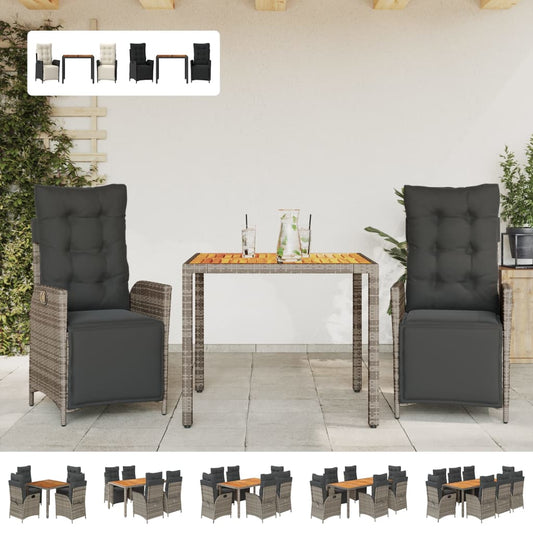 vidaXL Patio Dining Set with Cushions Outdoor Garden Furniture Poly Rattan-0