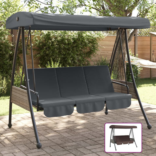 vidaXL Patio Swing Bench with Adjustable Canopy Outdoor Furniture Coffee Steel-0