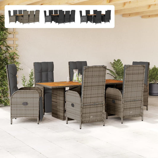vidaXL Patio Dining Set with Cushions Outdoor Garden Furniture Poly Rattan-0
