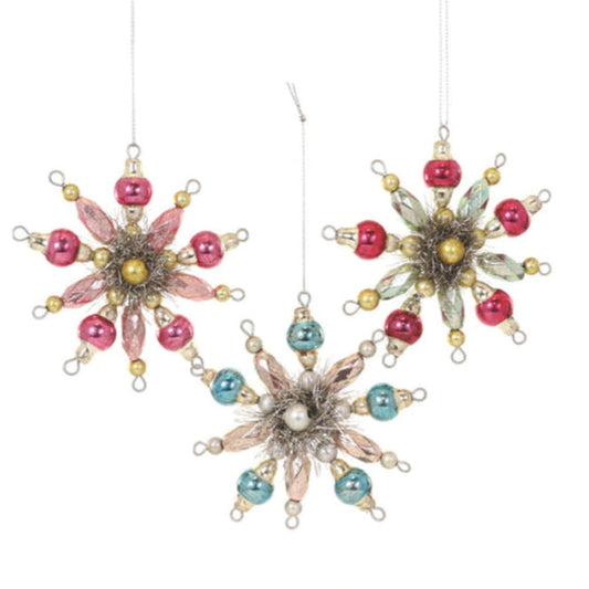 Vintage Pinwheel Glass & Tinsel Ornaments 3 Asst-0