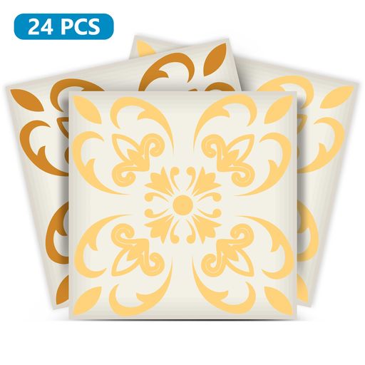 Two colors tiles Orange and Yellow pattern peel and stick Tile Stickers Model - A46-0