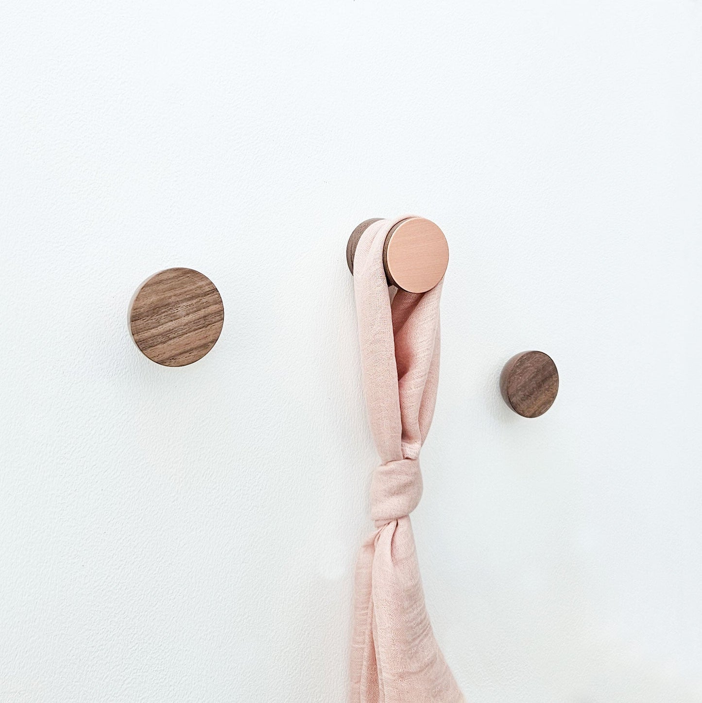 Geometric Walnut Wood & Copper Wall Mounted Coat Hook / Knob-1