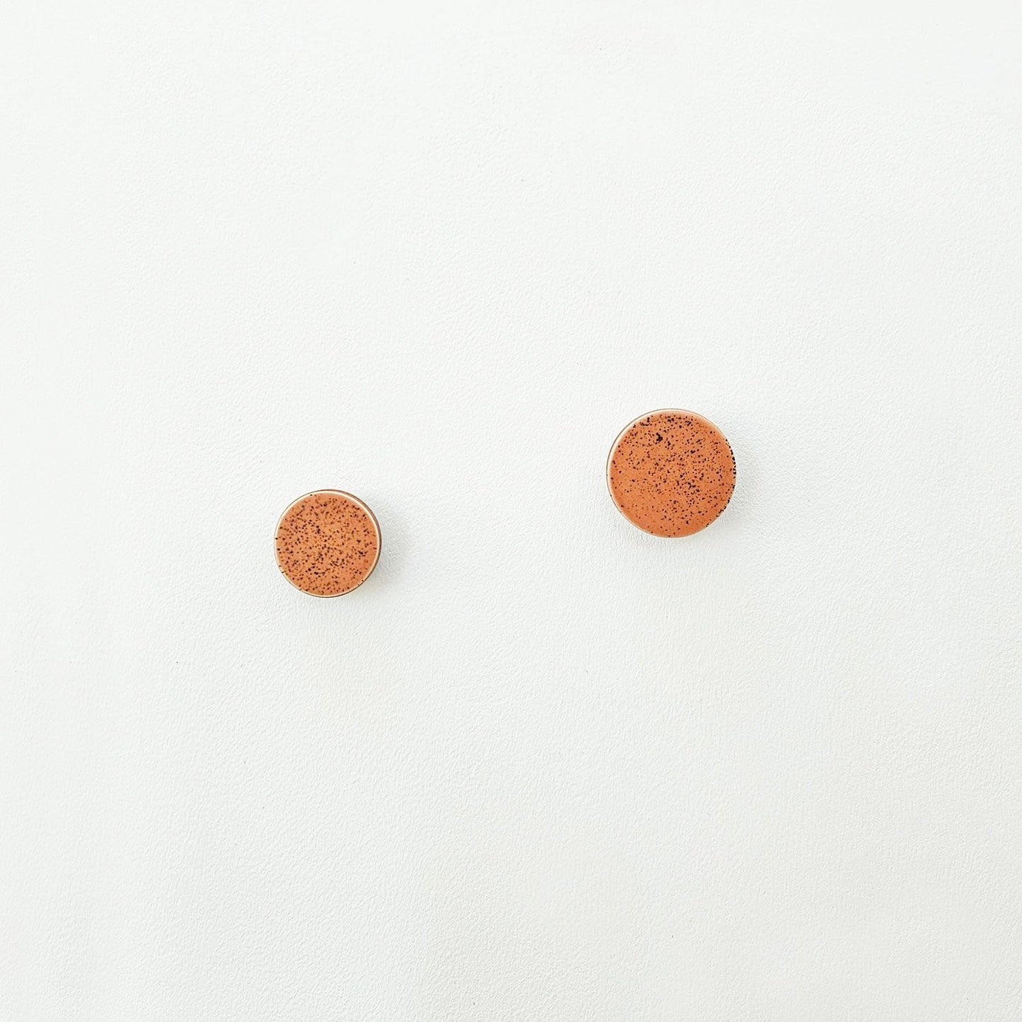 Round Walnut Wood & Ceramic Wall Mounted Coat Hook / Knob - Terracotta Orange Specks-1